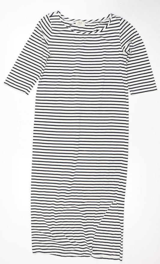 Hush Women's XS White Striped Dress, 3/4 Sleeve