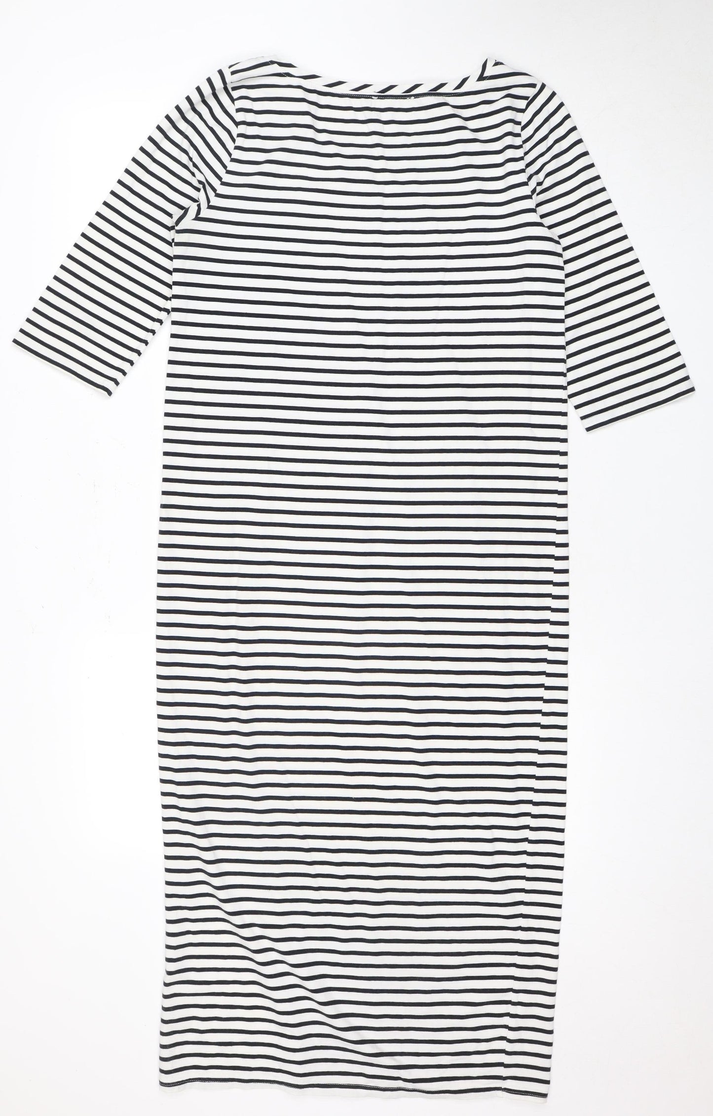 Hush Women's XS White Striped Dress, 3/4 Sleeve