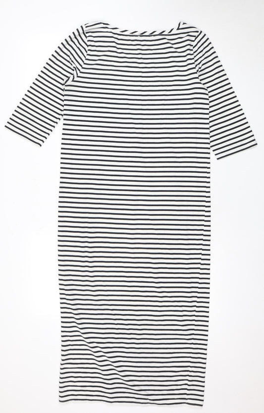 Hush Women's XS White Striped Dress, 3/4 Sleeve