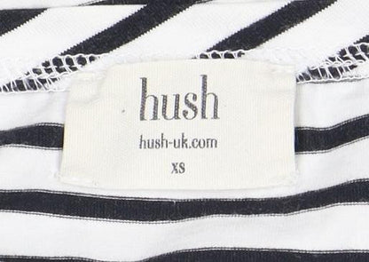 Hush Women's XS White Striped Dress, 3/4 Sleeve