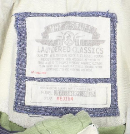 Men's Striped Polo, Green/Grey, M, Cotton