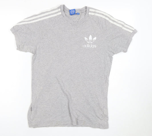 Adidas Men's Grey Logo T-Shirt, Size S