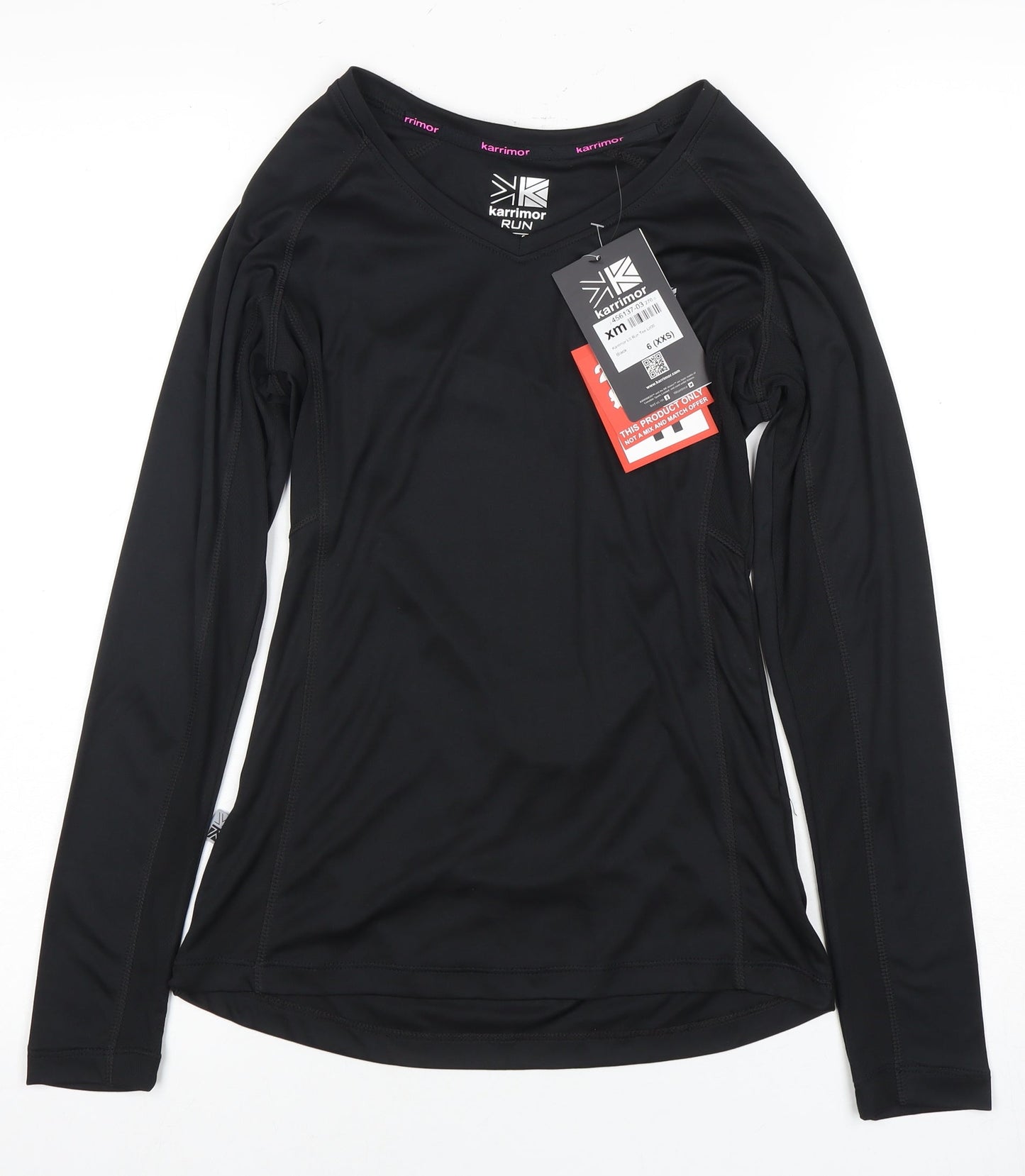 Karrimor Women's Black Running T-Shirt, Size 6, V-Neck, New