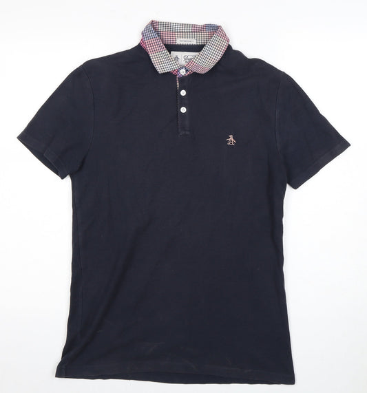 Penguin Men's Blue Check Polo Shirt Small