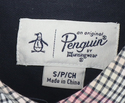 Penguin Men's Blue Check Polo Shirt Small