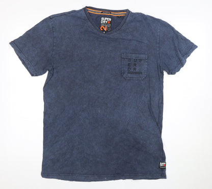 Superdry Men's Blue Crew Neck Logo T-Shirt, Size M