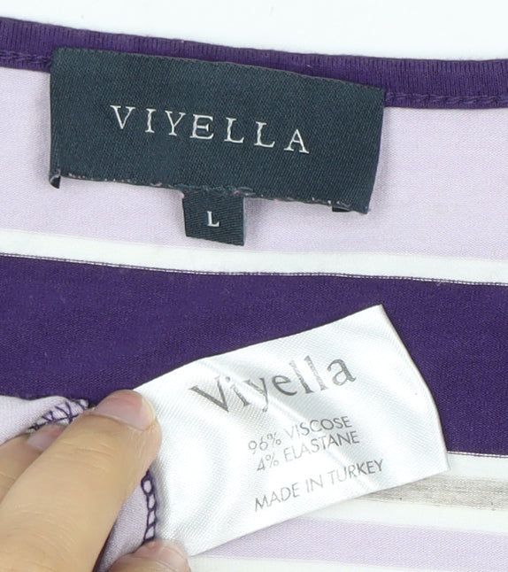 Womens UK Size L Viyella Multicoloured Basic T-Shirt