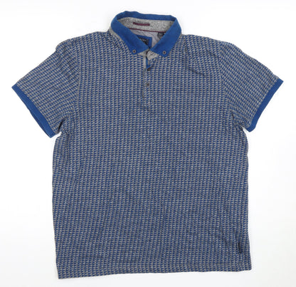 Ted Baker Men's Blue Geometric Polo Shirt L