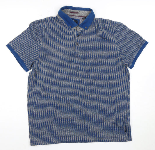 Ted Baker Men's Blue Geometric Polo Shirt L