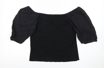 New Look Women's Black Cropped Blouse - Size 18