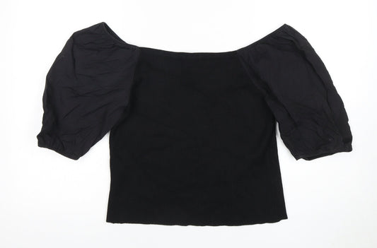 New Look Women's Black Cropped Blouse - Size 18