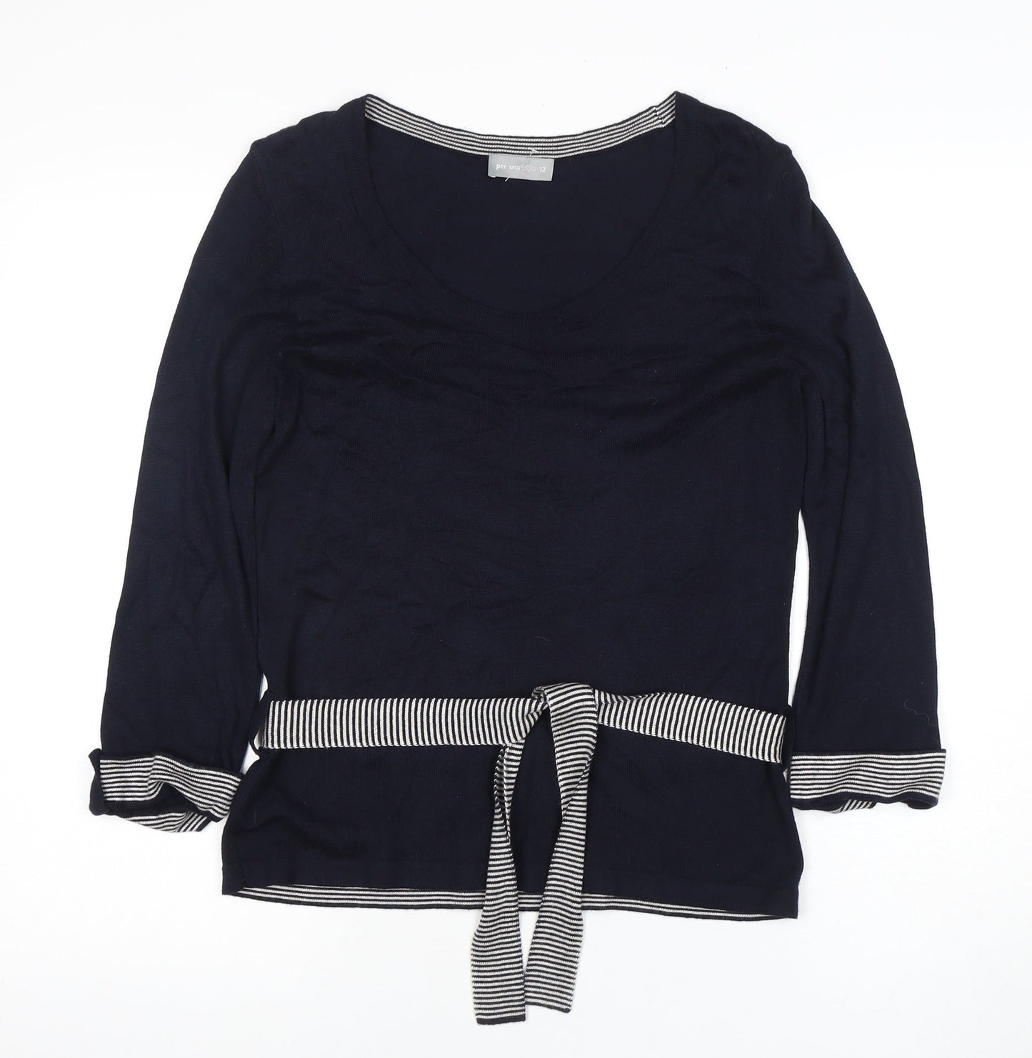 Per Una Women's Blue 3/4 Sleeve Sweater Size 12