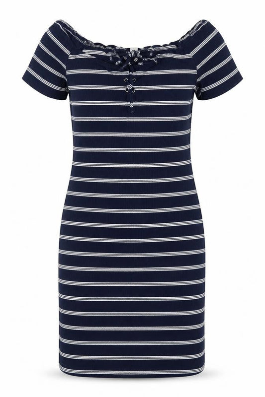 Brave Soul Women's Blue Striped Bodycon Dress M
