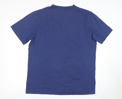 Busatchi Men's Blue Crew Neck Cotton T-Shirt