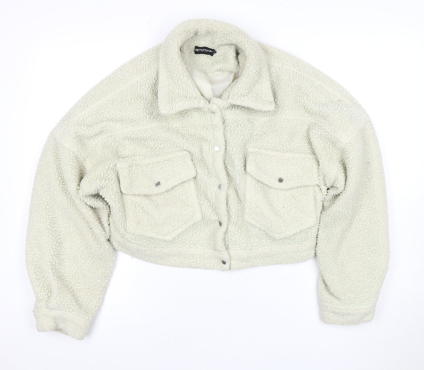 Womens UK Size 12 PRETTYLITTLETHING White Bomber Jacket