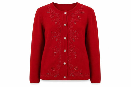 Bonmarché Red Women's Small Cardigan with Embroidery