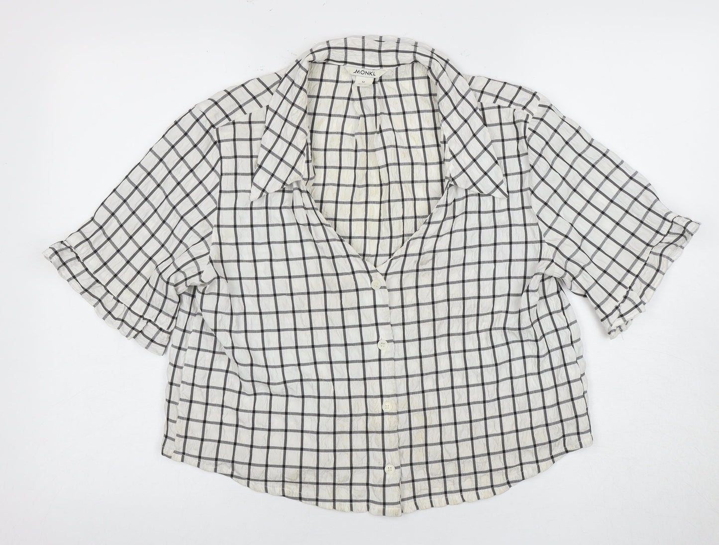 Womens UK Size M Monki White Basic Button-Up