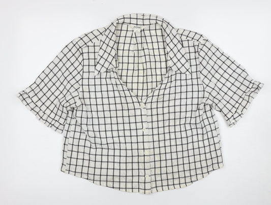 Womens UK Size M Monki White Basic Button-Up