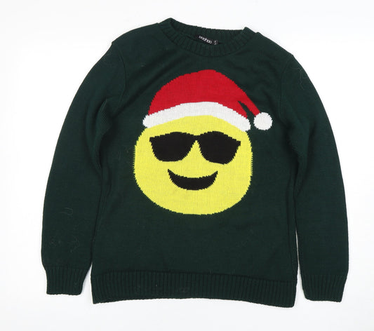 Boohoo Men's Green Christmas Pullover Jumper S