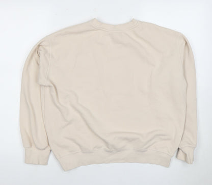 H&M Beige Unisex 'Tennis Club' Pullover Sweatshirt M