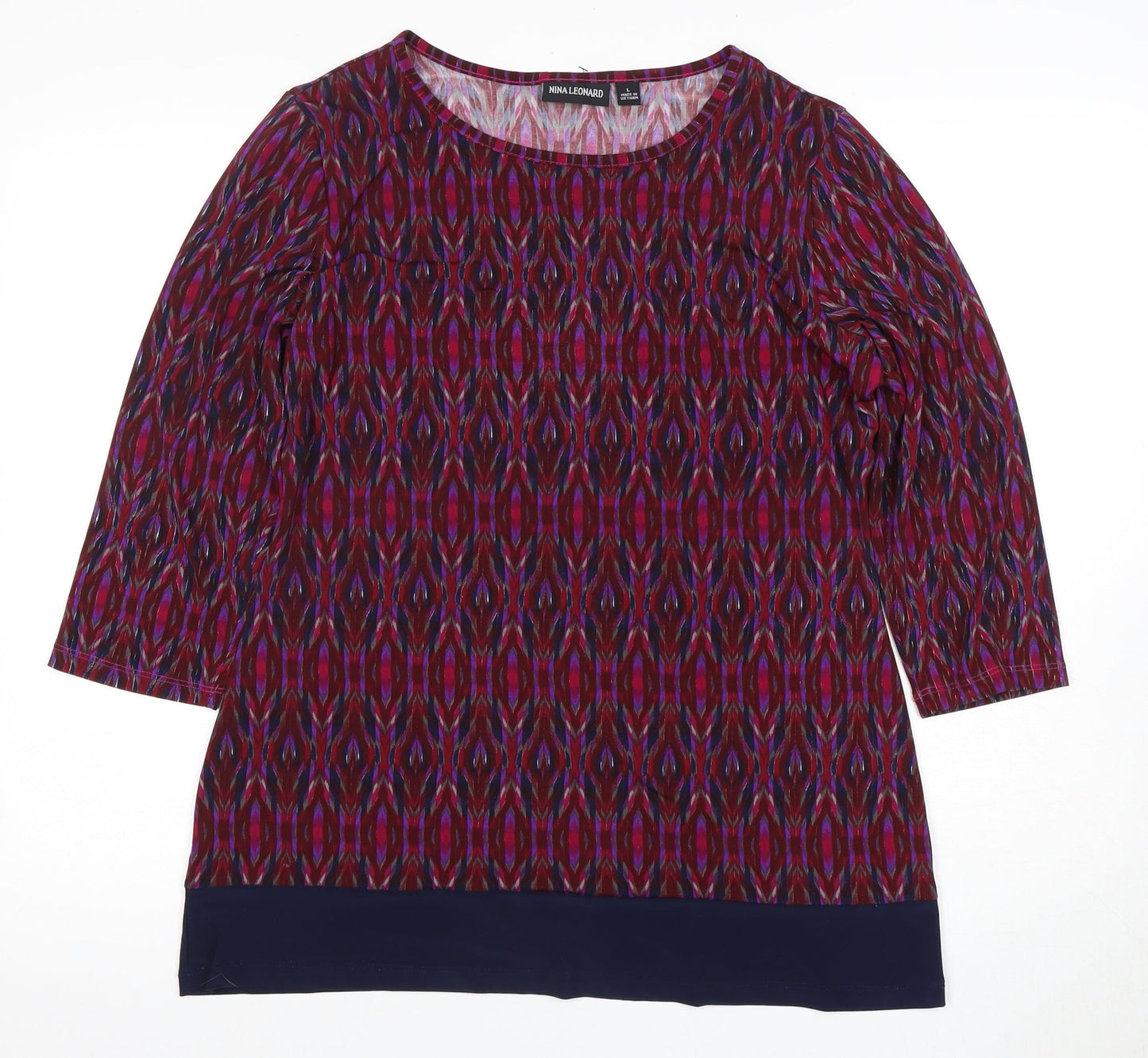 Nina Leonard Women's Geometric Blouse L