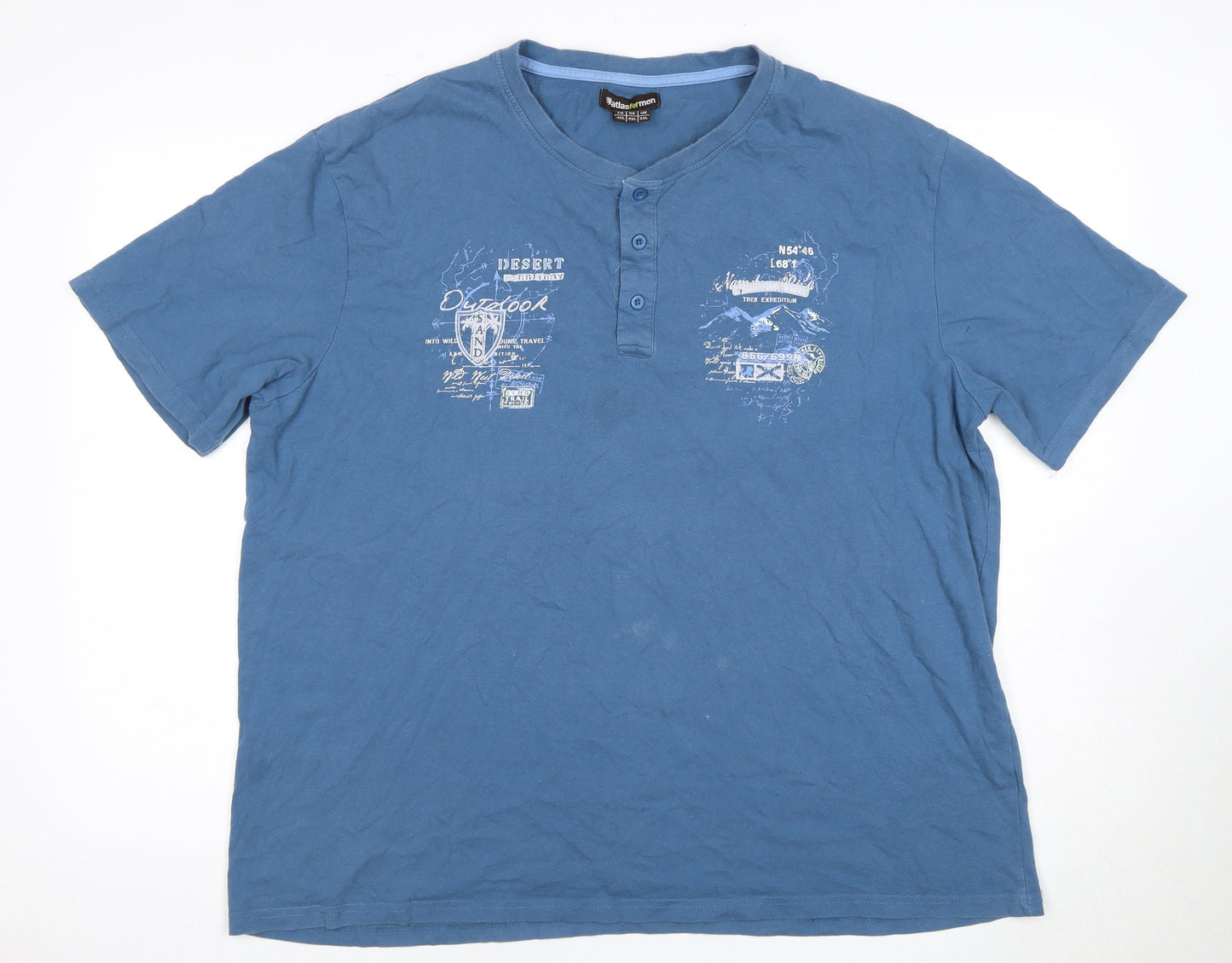 Mens UK Size 3XL Atlas for Men Blue  T-Shirt