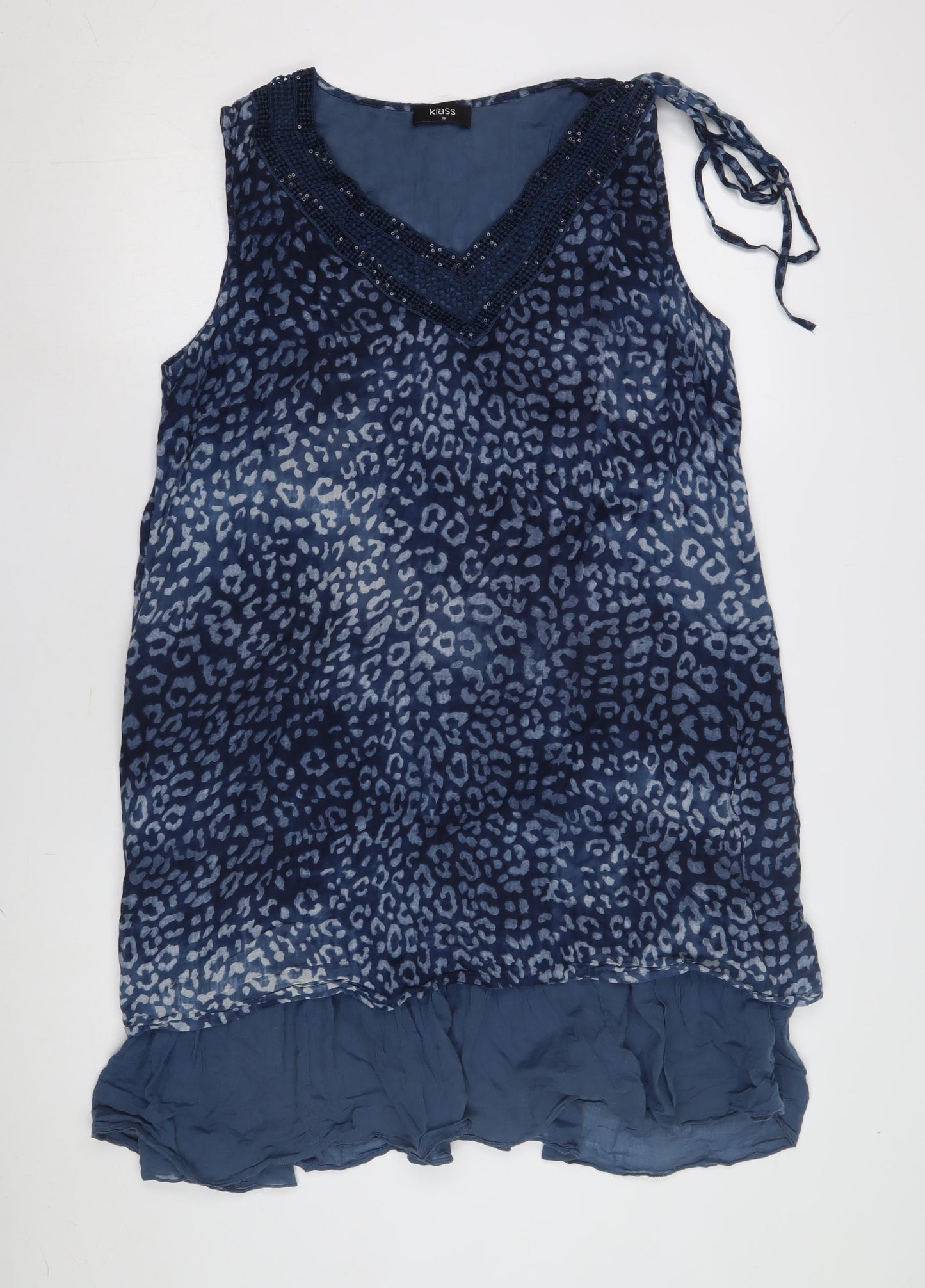 Klass Women's Blue Animal Print Shift Dress Size 16