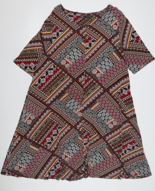 Bonmarché Women's Multicoloured Dress, 3/4 Sleeve, Size 20