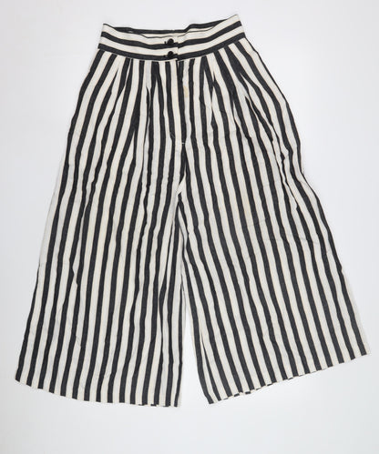 Womens UK Size 8 H&M Relaxed Fit Wide-Leg Multicoloured Trousers