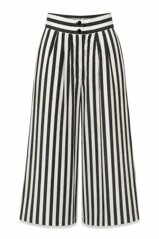Womens UK Size 8 H&M Relaxed Fit Wide-Leg Multicoloured Trousers