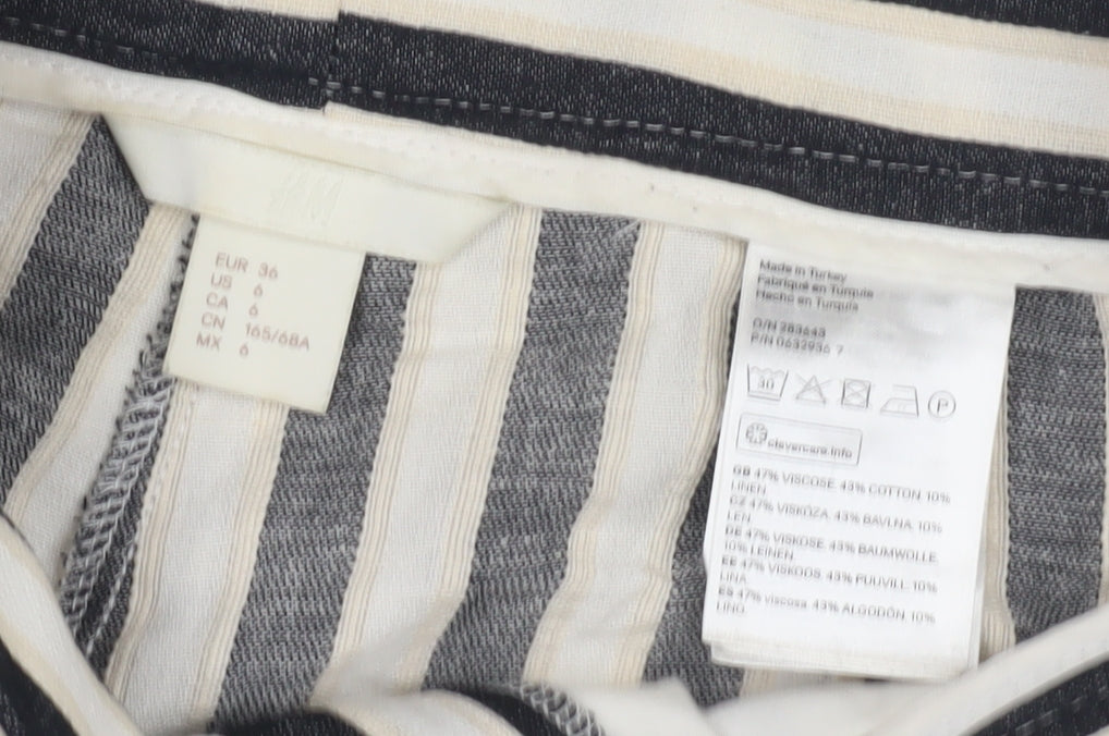Womens UK Size 8 H&M Relaxed Fit Wide-Leg Multicoloured Trousers