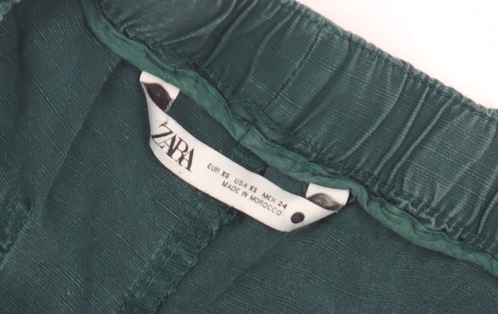 Womens UK Size XS Zara Regular Fit Jogger Green Trousers
