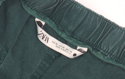 Womens UK Size XS Zara Regular Fit Jogger Green Trousers