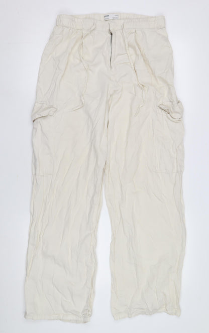 Bershka Women's Beige Cargo Trousers Size S