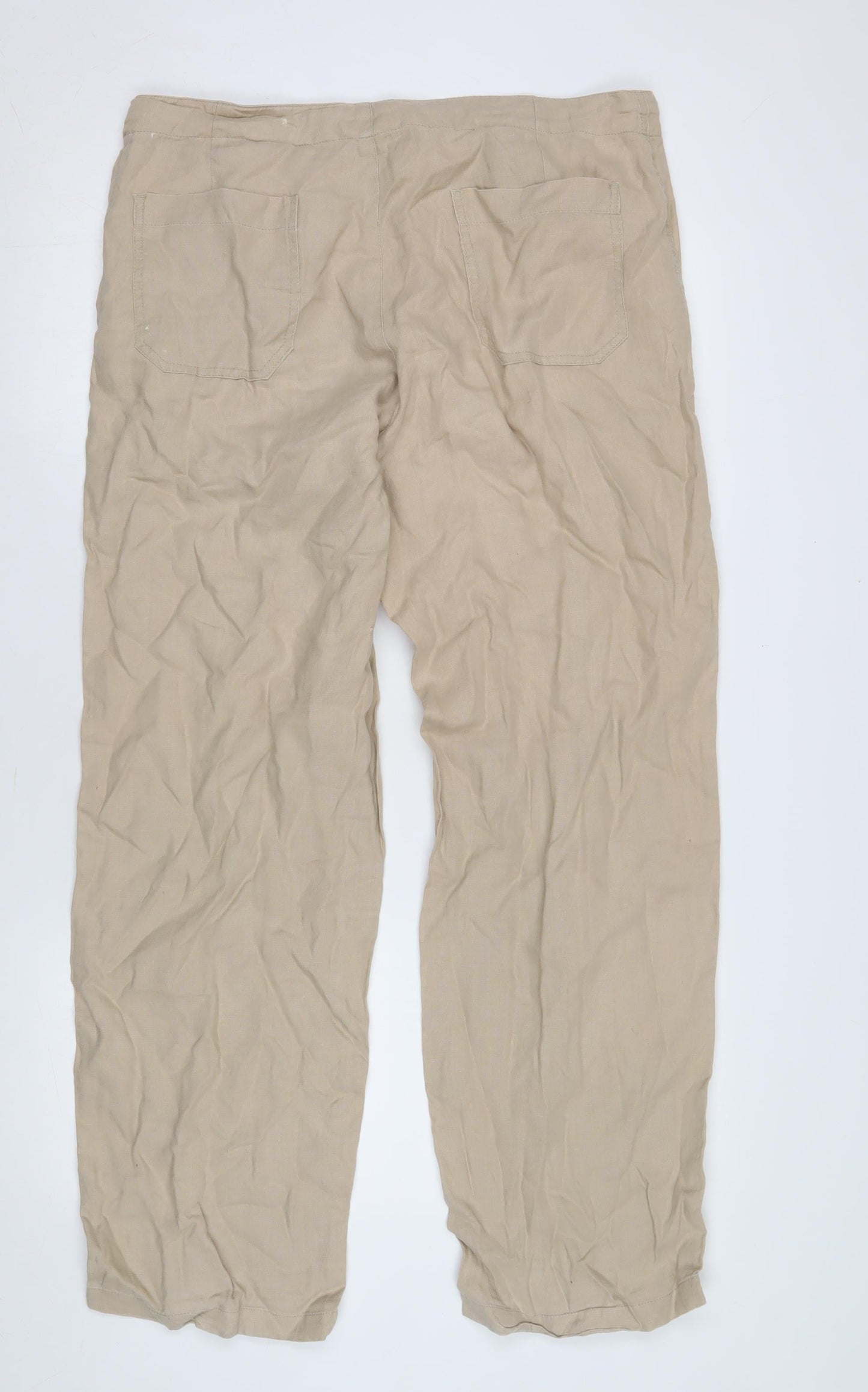 Denver Beige Straight Trousers Size 36 Unisex Adults