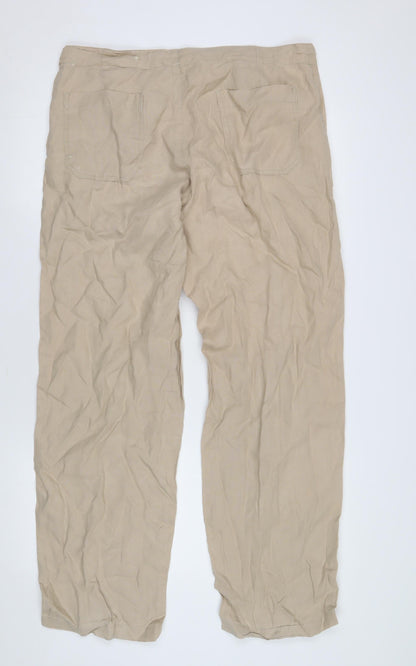 Denver Beige Straight Trousers Size 36 Unisex Adults