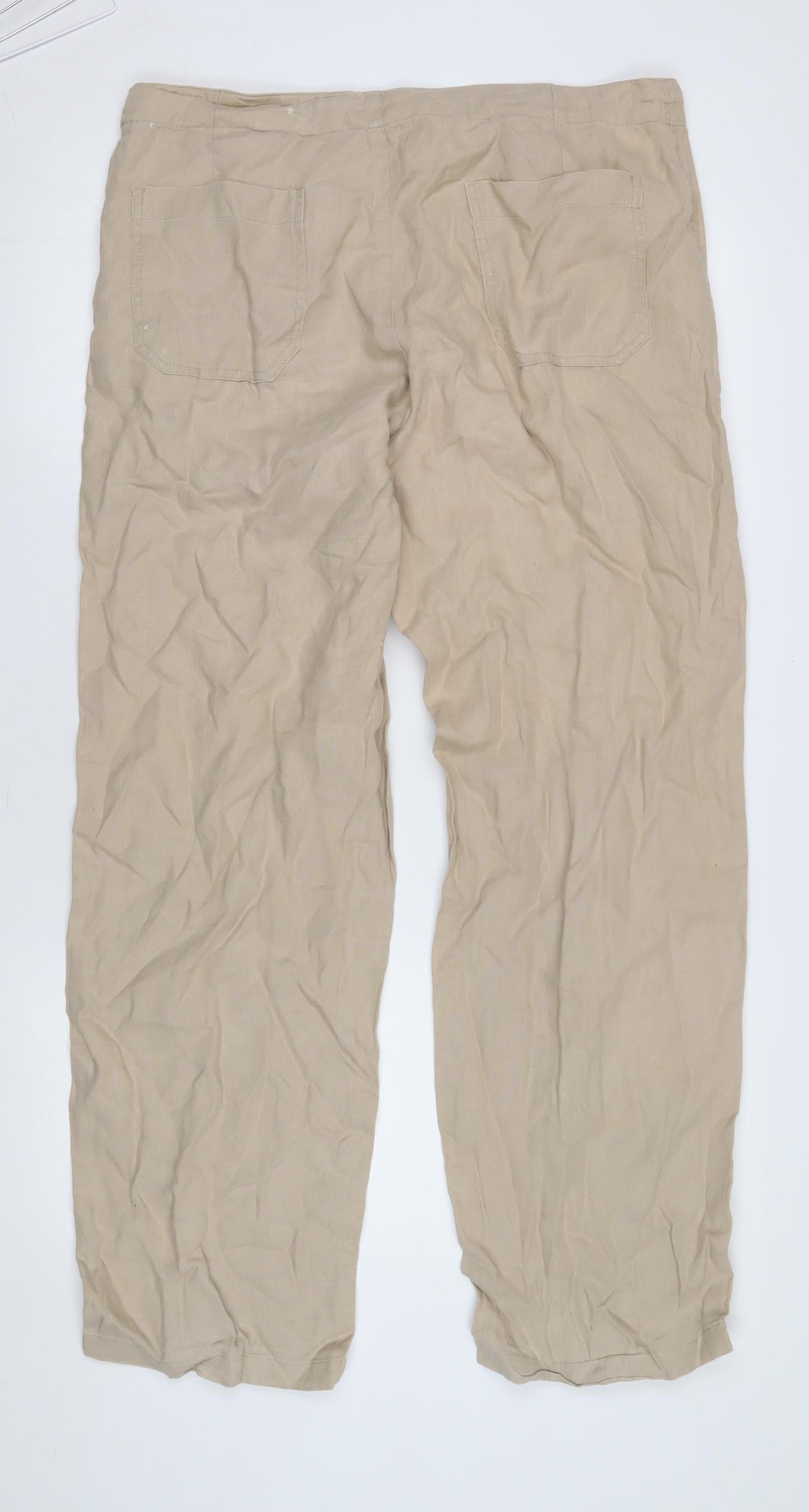 Denver Beige Straight Trousers Size 36 Unisex Adults