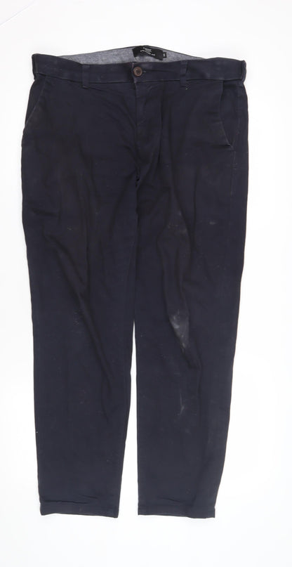 Next Men's Black Chino Trousers, 34, Straight Fit