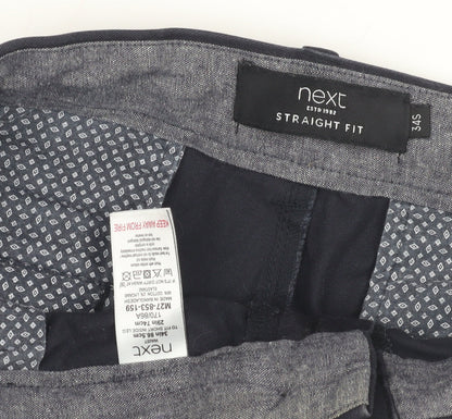 Next Men's Black Chino Trousers, 34, Straight Fit