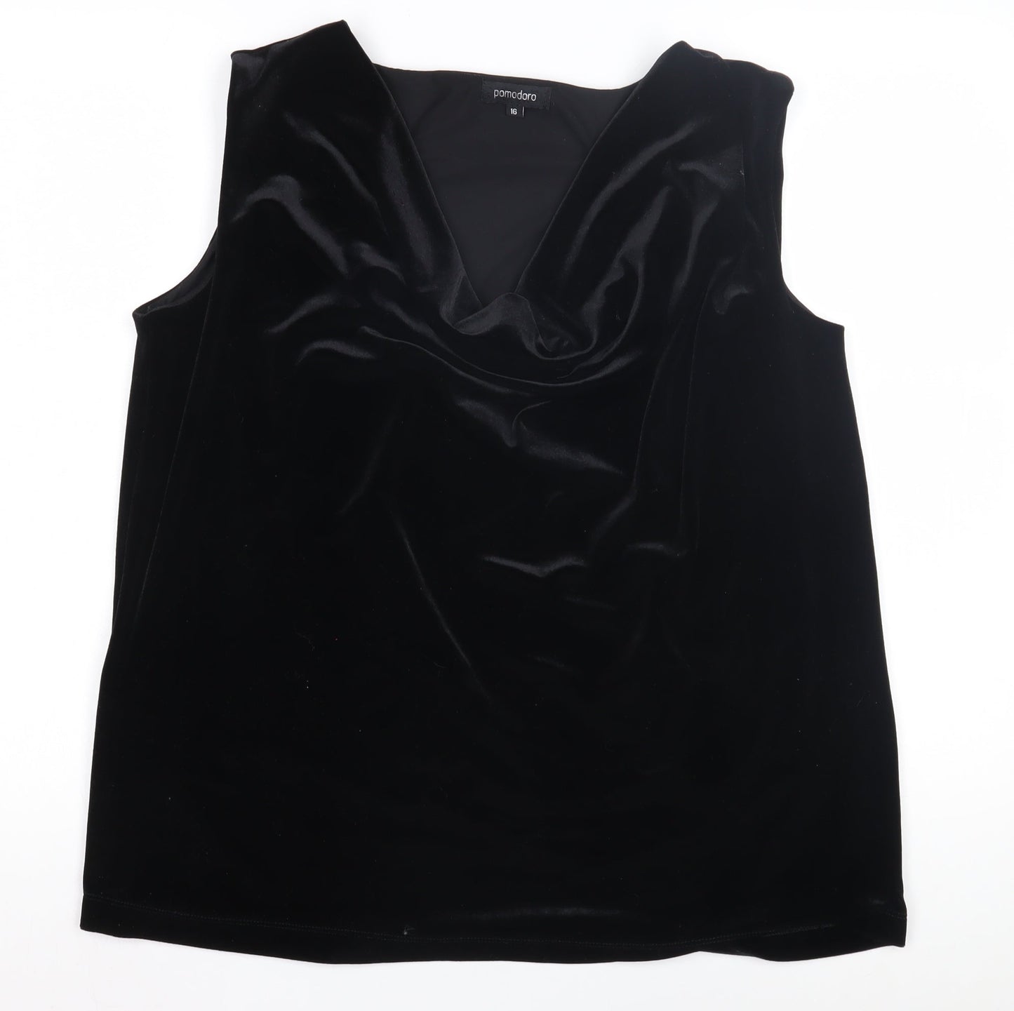 Womens UK Size 16 Pomodoro Black Cowl Neck Blouse