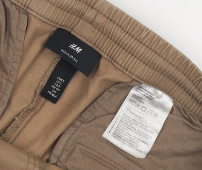 H&M Men's Beige Joggers S Regular Fit Tapered