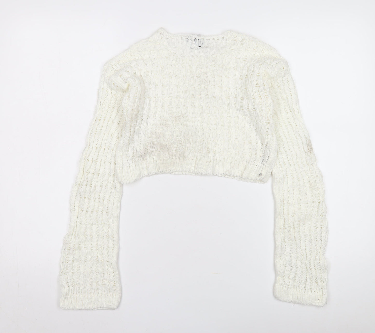 ASOS Design Women's White Open-Knit Pullover Jumper S