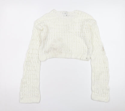 ASOS Design Women's White Open-Knit Pullover Jumper S