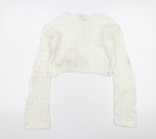 ASOS Design Women's White Open-Knit Pullover Jumper S