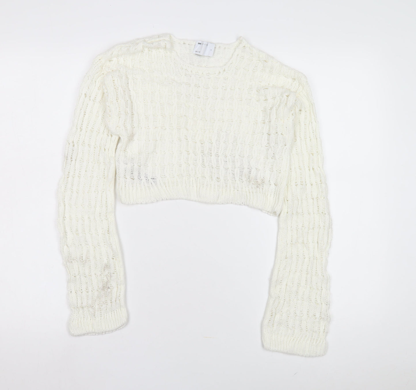 ASOS Design Women's White Open-Knit Pullover Jumper S
