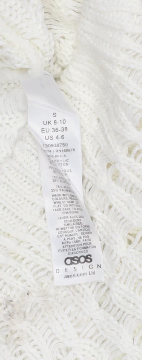ASOS Design Women's White Open-Knit Pullover Jumper S