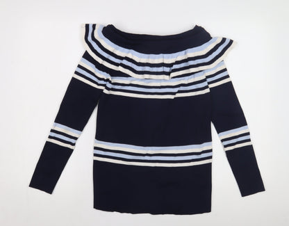 Jovonna London Women's Blue Striped Pullover Jumper, M