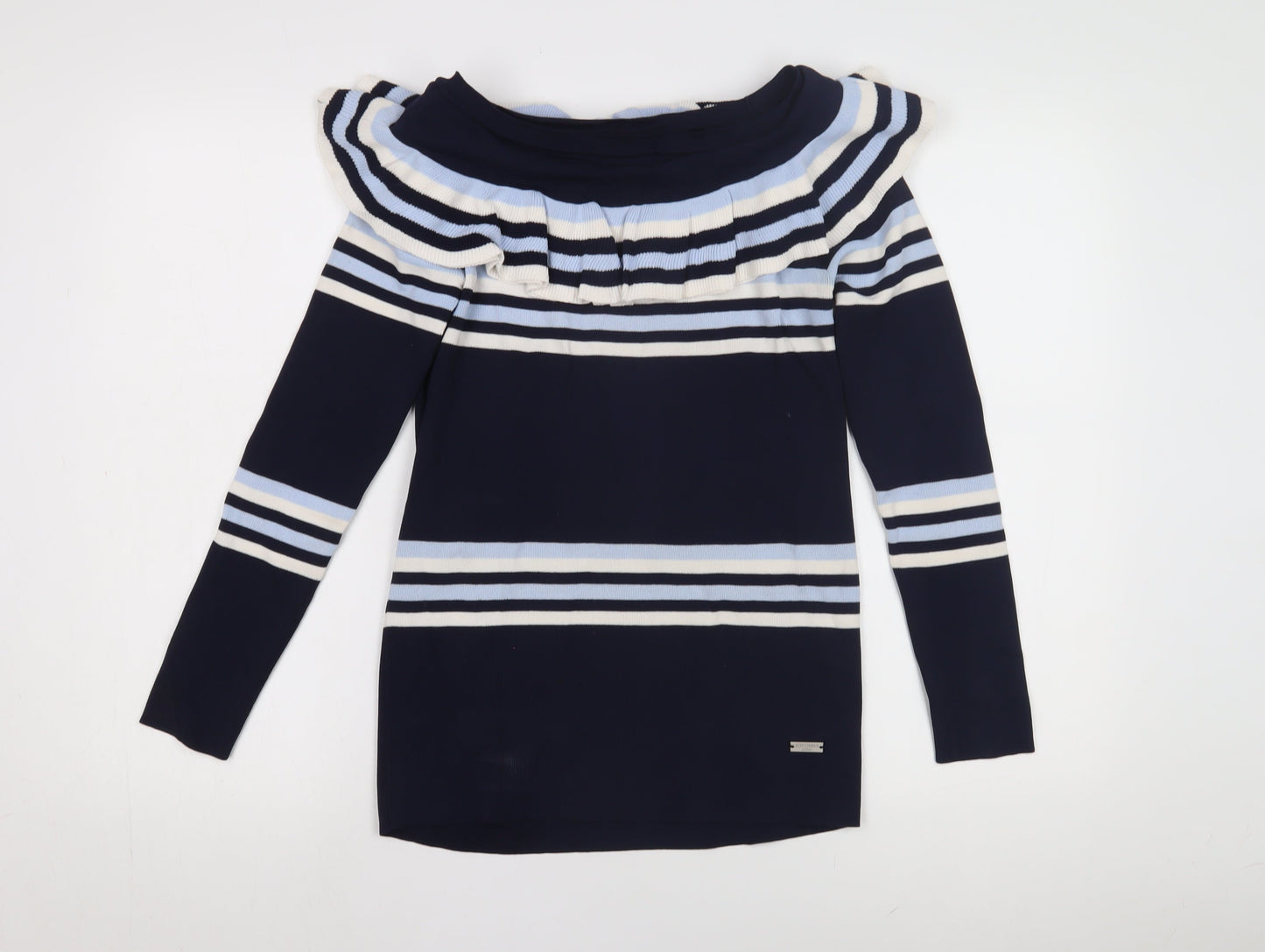 Jovonna London Women's Blue Striped Pullover Jumper, M