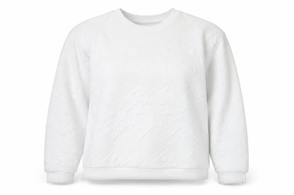 Women’s White L Pullover Sweatshirt, Geometric Pattern