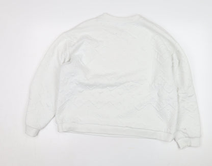 Women’s White L Pullover Sweatshirt, Geometric Pattern
